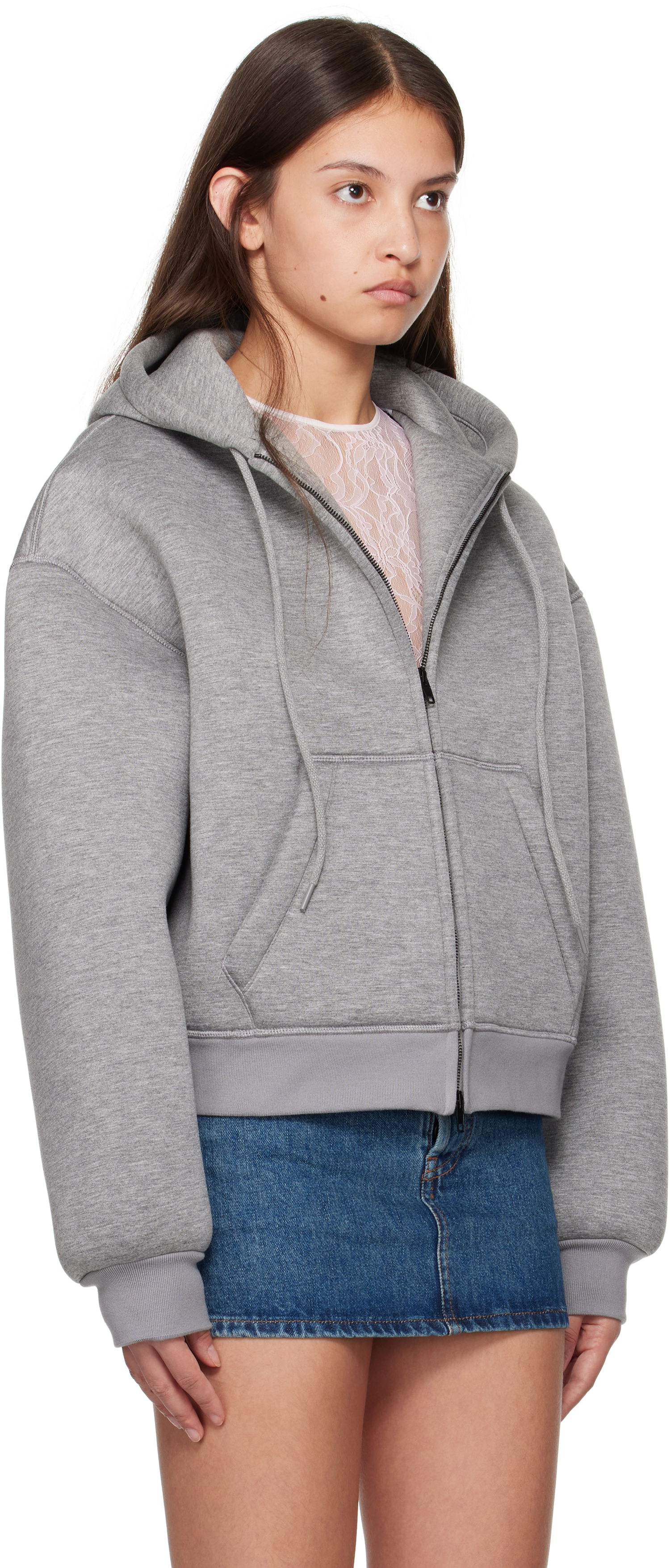 Суитчър WARDROBE.NYC WARDROBE.NYC Bonded Zip-Up Hoodie Сиво | W1093F24BJ, 1