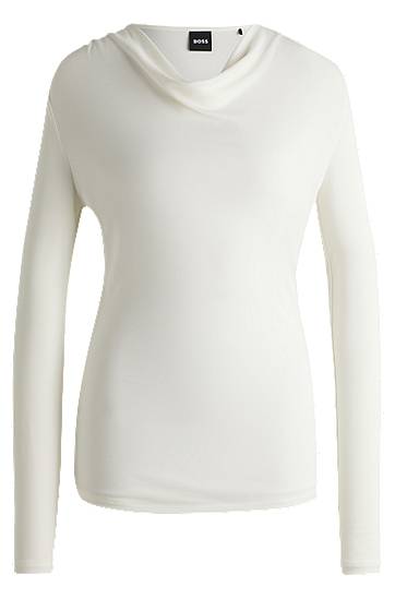 Пуловер BOSS Stretch Crepe Cowl Neck Top Бяло | 50523978, 0