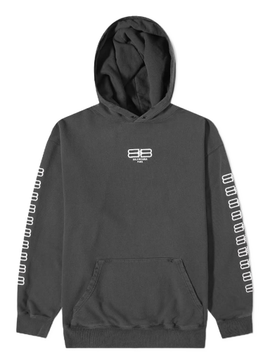 Суитчър Balenciaga Embroidered Sleeve BB Logo Popover Hoody Сиво | 570811-TMVG6-9034