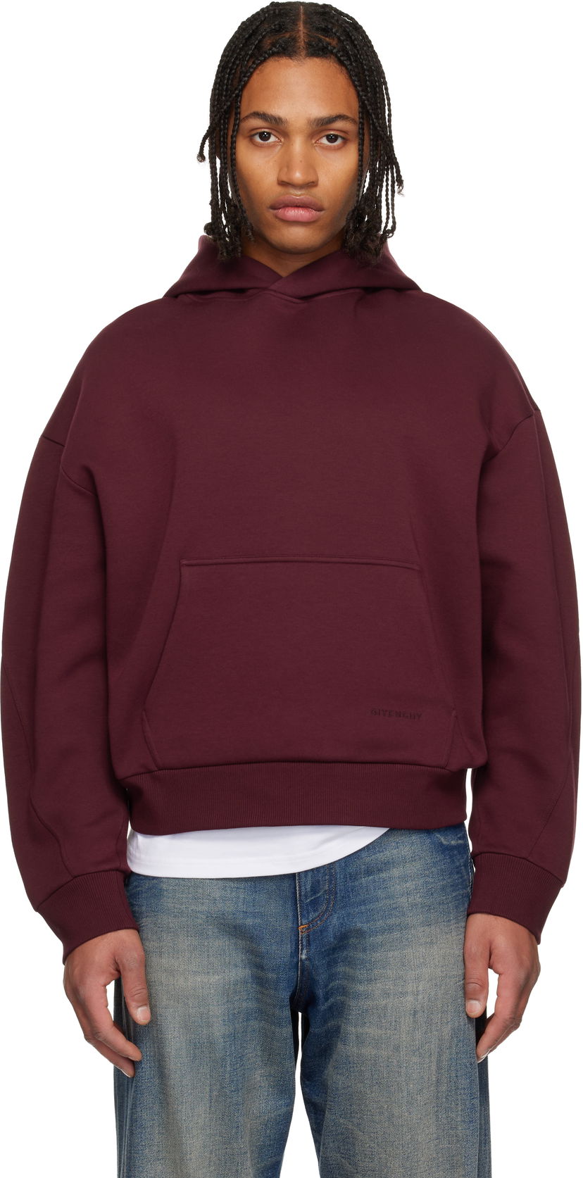 Суитчър Givenchy Scuba Hoodie Бургунди | BMJ0NP319T604