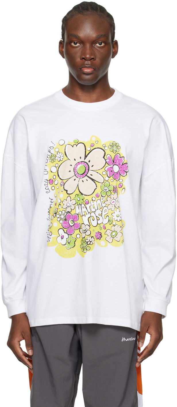 Тениска Martine Rose Oversized Long Sleeve T-Shirt Бяло | MRSS24-624A, 0
