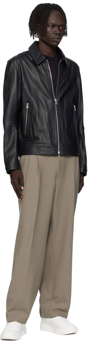 Яке BOSS Regular-Fit Leather Jacket with Zip Closure Кафяво | 50543214, 3