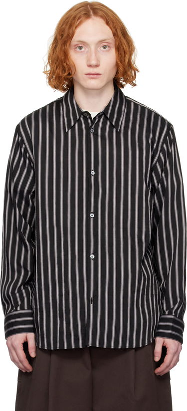 Риза Studio Nicholson Studio Nicholson Striped Button-Down Shirt Черно | VIEW SNM - 1126, 0