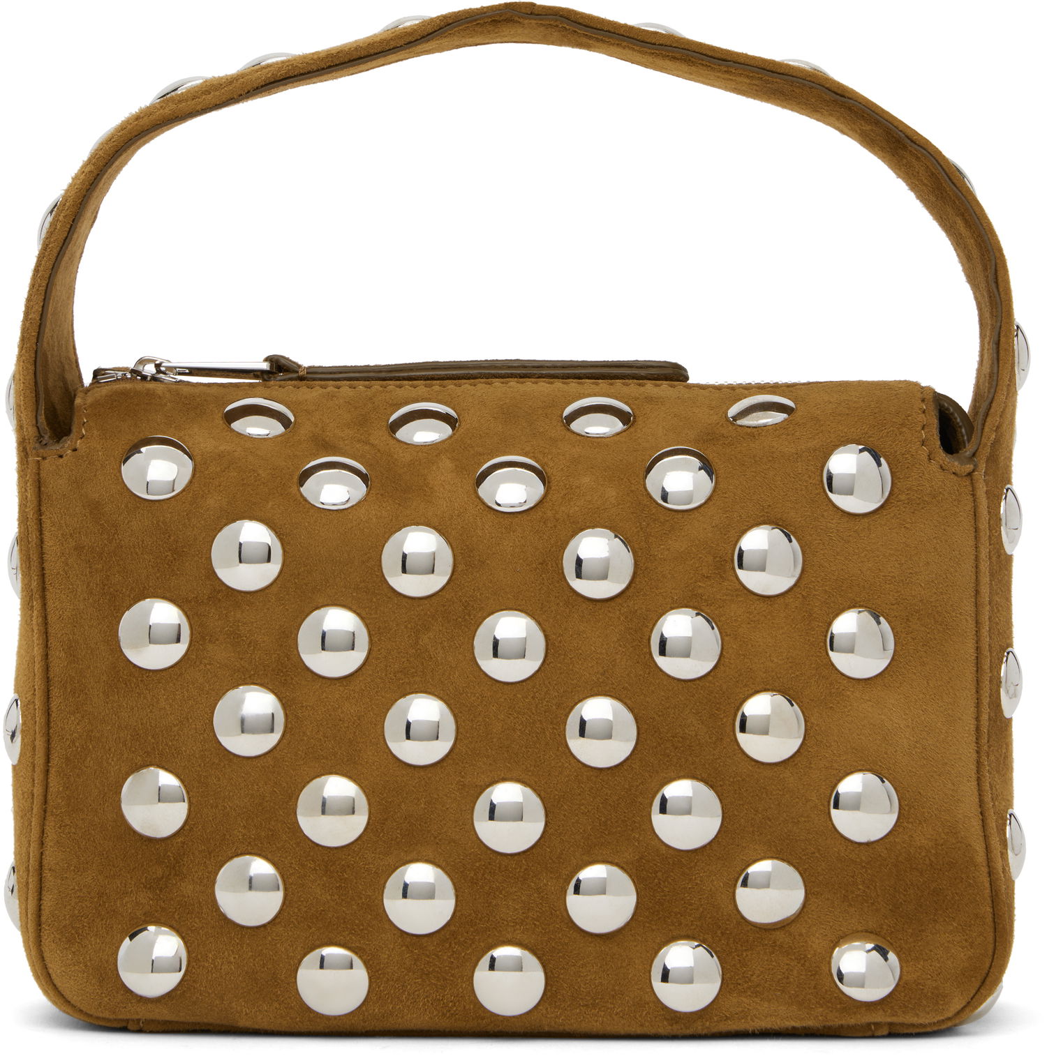 Дамска чанта Khaite Small Elena Studded Suede Bag Кафяво | H2032-849, 0