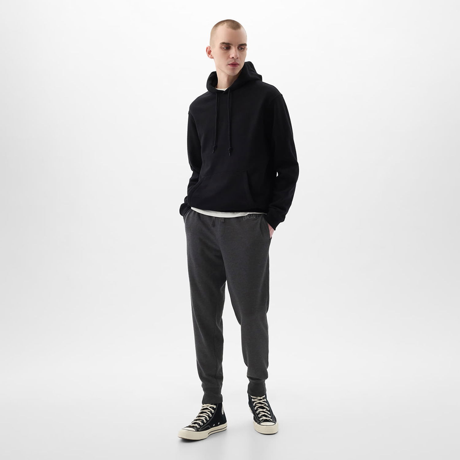 Спортни панталони GAP French Terry Logo Joggers B85 Charcoal Heather Grey Сиво | 868463-00, 0