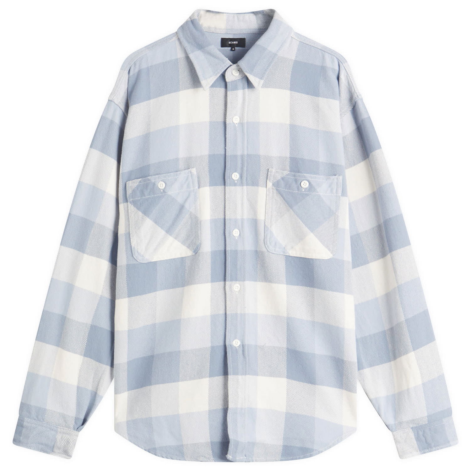 Риза BEAMS BEAMS Flannel Plaid Shirt, Size Large Синьо | 1111-1134-803-75, 0