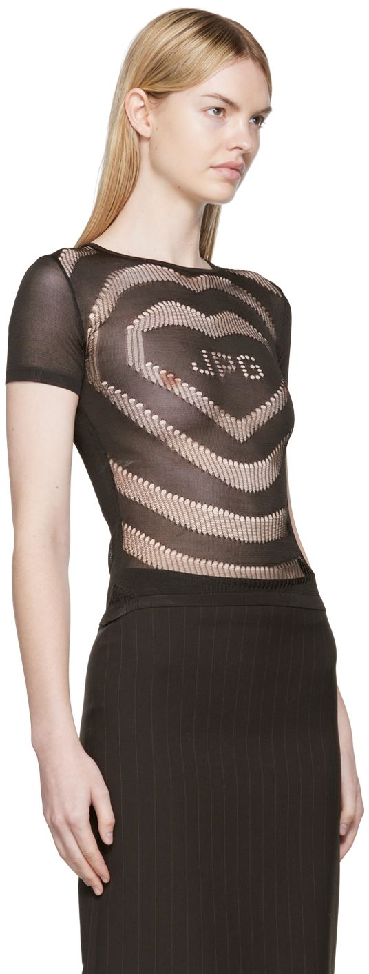 Тениска Jean Paul Gaultier Jean Paul Gaultier Openworked JPG Heart T-Shirt Черно | 22/06-U-TO030-M027, 1