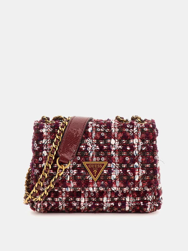 Чанта през рамо GUESS Tweed Mini Crossbody Bag Червено | HWCT8748740