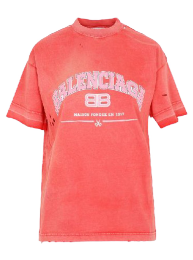 Тениска Balenciaga Maison Medium Fit T-shirt Червено | 612965TLVJ16441