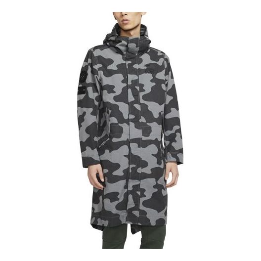 Дъждобран Nike Sportswear Mid-Length Camouflage Hooded Windproof Jacket Сиво | CK2537-084