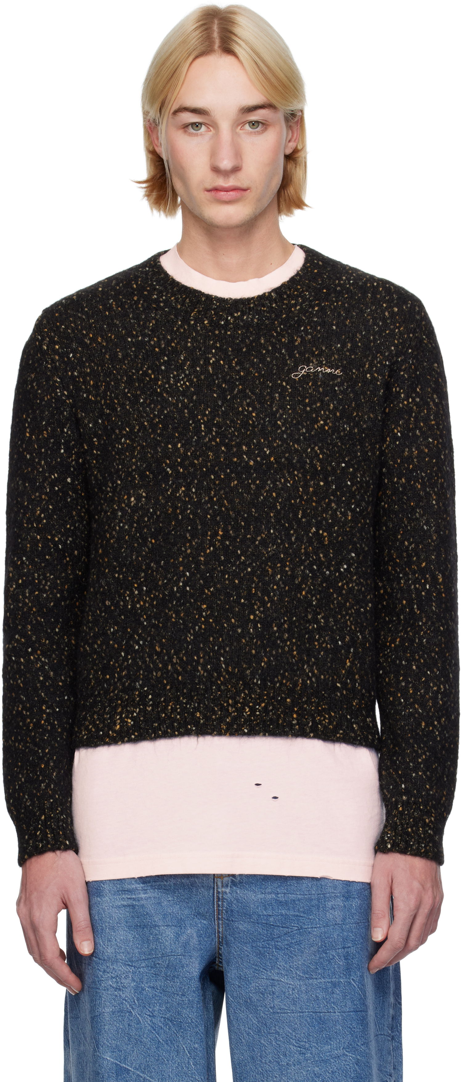 Пуловер GANNI Alpaca & Organic Cotton Blend Sweater Черно | K2276, 0