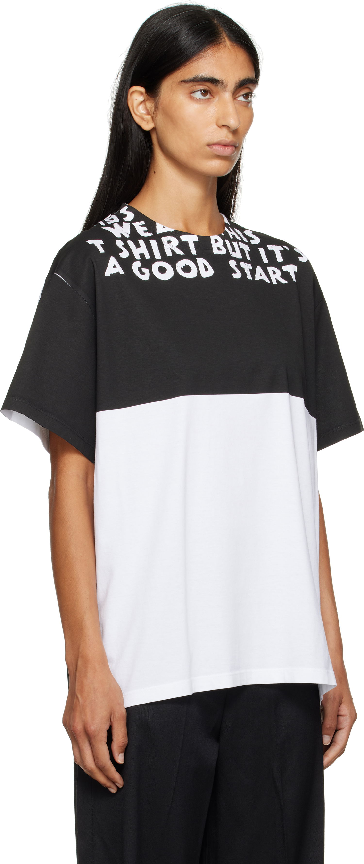 Тениска Maison Margiela MM6 Maison Margiela Two-Tone T-Shirt Черно | SH2GC0033 M20048, 1