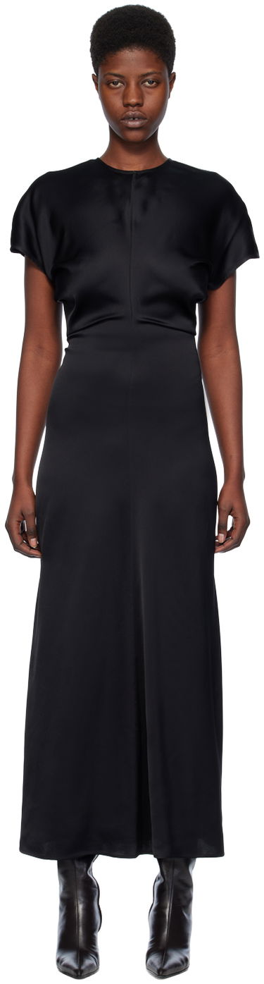 Pокля TOTEME TOTEME Slouch Waist Maxi Dress Черно | 241-WRD1103-FB0020, 0
