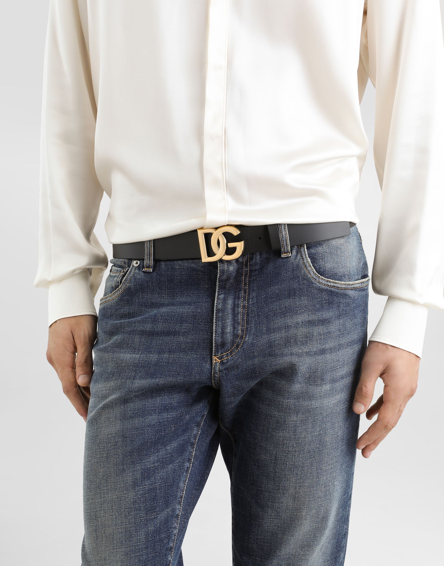 Колани Dolce & Gabbana Lux Leather Belt With Crossover Dg Logo Buckle Черно | BC4644AX6228E831, 1