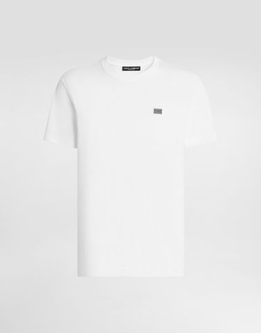 Тениска Dolce & Gabbana Dolce & Gabbana Cotton T-Shirt with Metal Tag Бяло | G8RN8TG7N7AW0800, 0