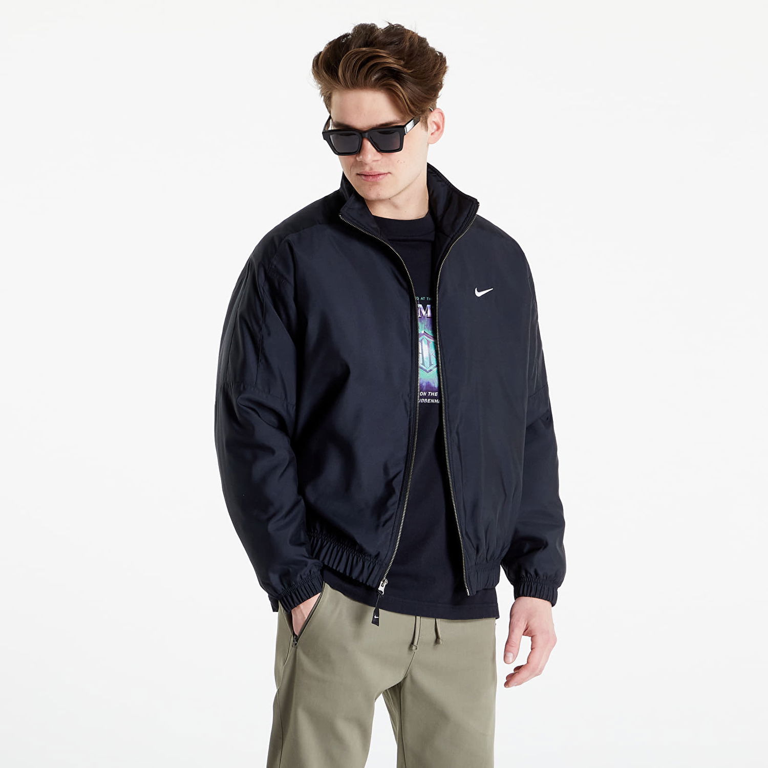 Яке бомбър Nike Sportswear Solo Swoosh Satin Bomber Черно | DN1266-011, 0