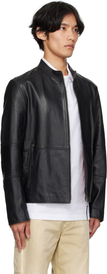 Яке BOSS Slim-Fit Leather Jacket Черно | 50540984, 2
