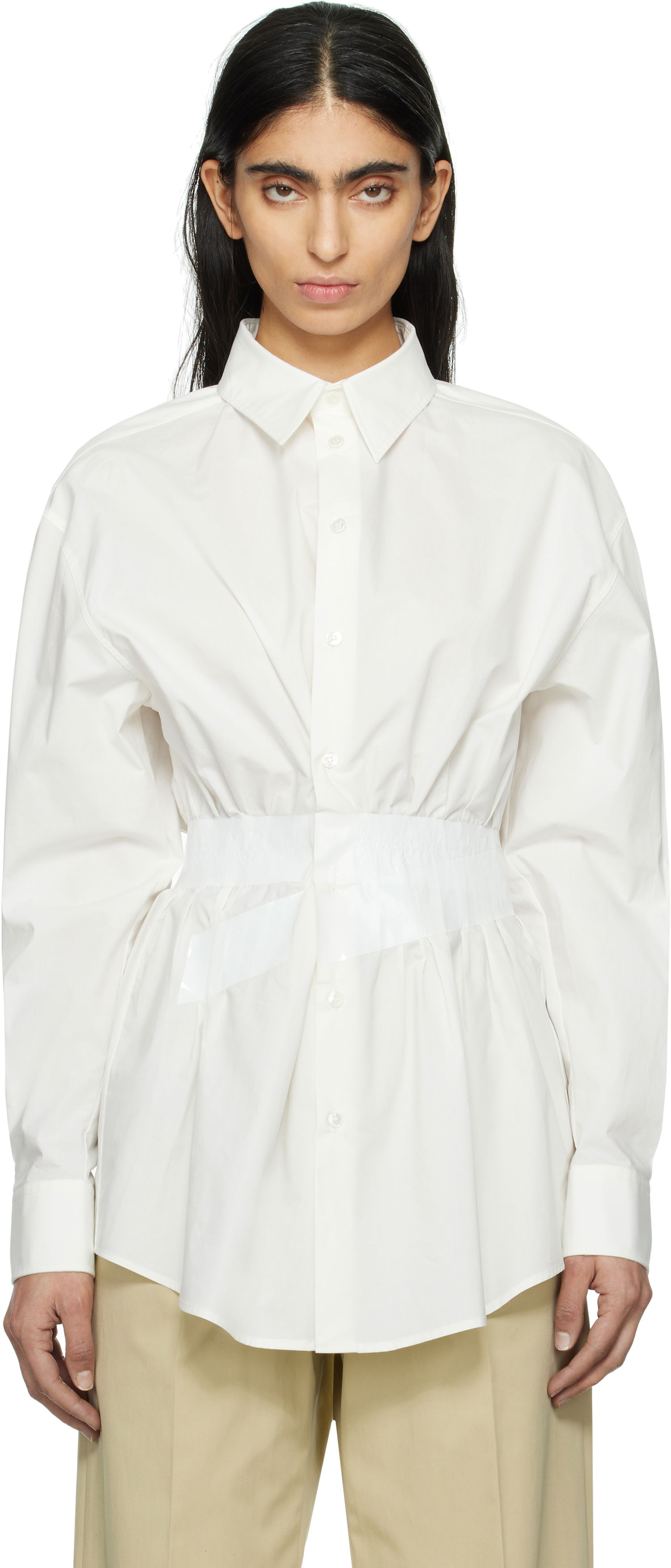 Риза Maison Margiela MM6 Maison Margiela Cotton Poplin Taped Shirt Бяло | S52DT0045 M35256, 0