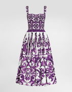 Dolce & Gabbana Majolica Print Poplin Fit-and-Flare Dress