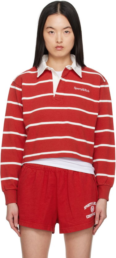 Поло тениска Sporty & Rich Sporty & Rich Serif Logo Rugby Polo Червено | ST008606300RE33, 0