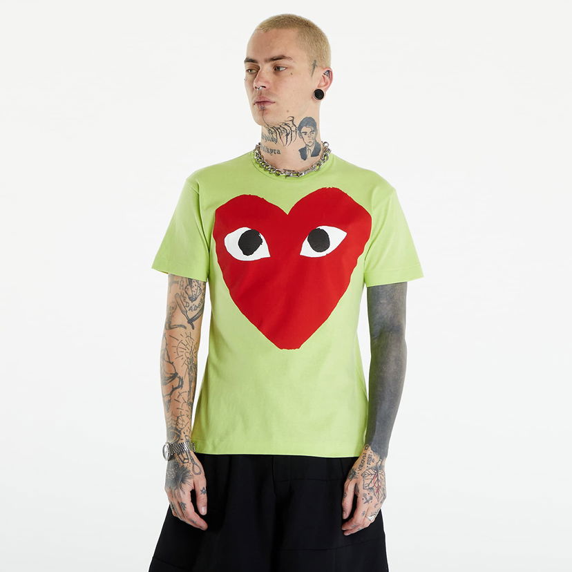 Тениска Comme des Garçons PLAY Short Sleeve Logo Print T-Shirt UNISEX Green Зелено | AZT274 green