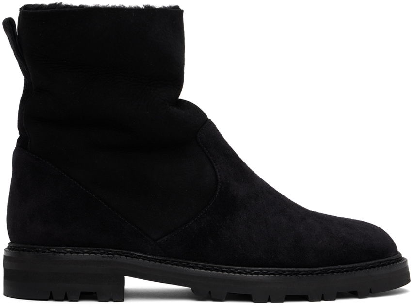 Облекло Manolo Blahnik Manolo Blahnik Tomosa Suede Shearling Boots Черно | 324-2781, 0