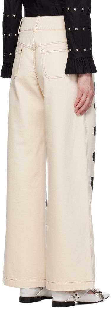 Дънки Chopova Lowena Chopova Lowena Ribbon Print Wide Leg Jeans Бежово | 4061, 2