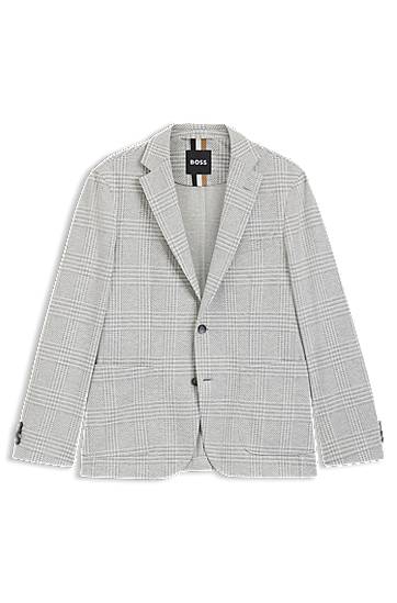 Яке BOSS Slim Fit Checked Stretch Blazer Сиво | 50551598, 0