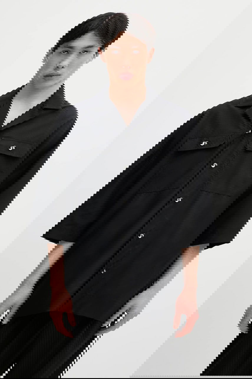 Риза Rick Owens Magnum Tommy Relaxed Fit Camp Collar Shirt with Chest Pockets Черно | DU01E3290.NR, 0