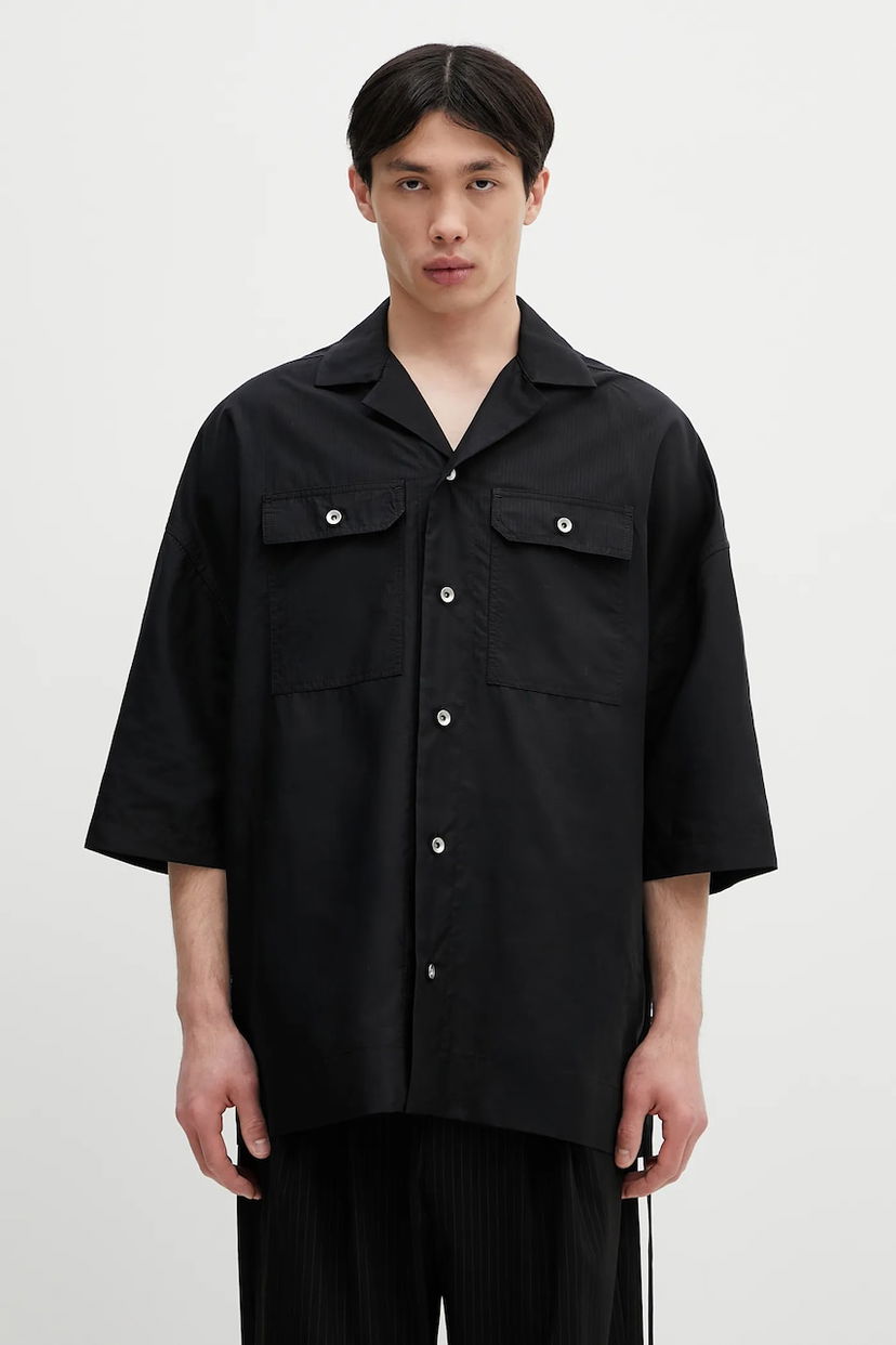 Риза Rick Owens Magnum Tommy Relaxed Fit Camp Collar Shirt with Chest Pockets Черно | DU01E3290.NR
