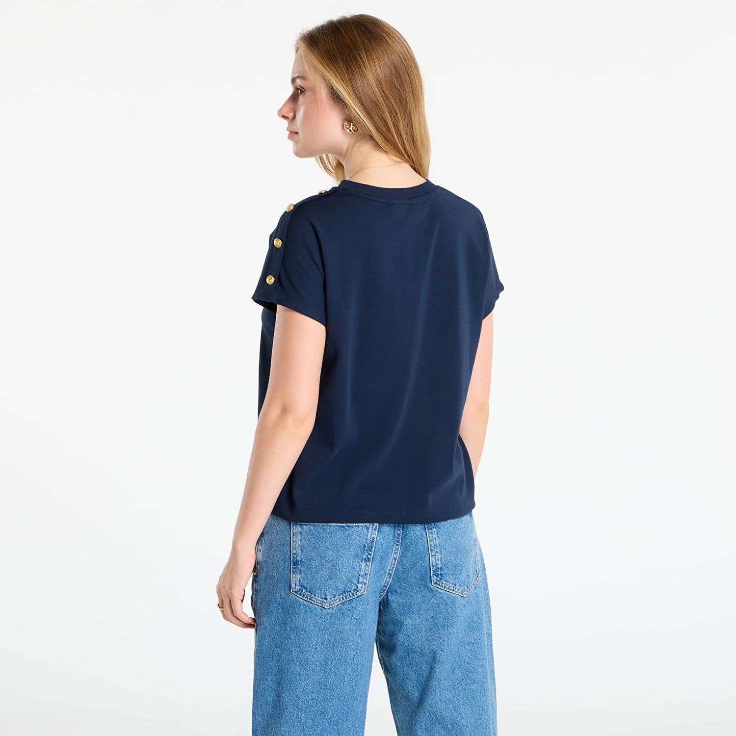 Тениска Tommy Hilfiger Tommy Hilfiger Gold Button Short Sleeve T-Shirt Тъмно синьо | WW0WW47455 C1G, 1