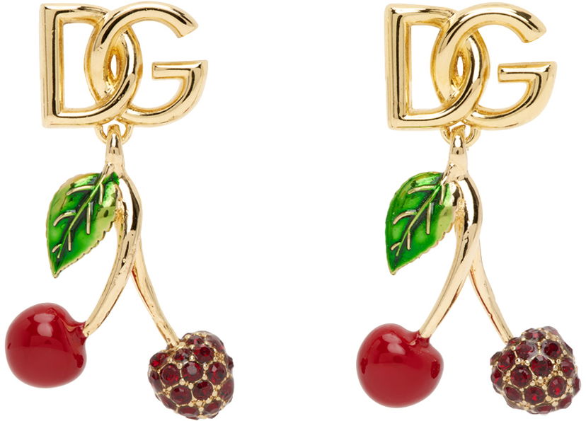 Обеци Dolce & Gabbana Gold DG Cherry Earrings Металик | WEP6C1W1111