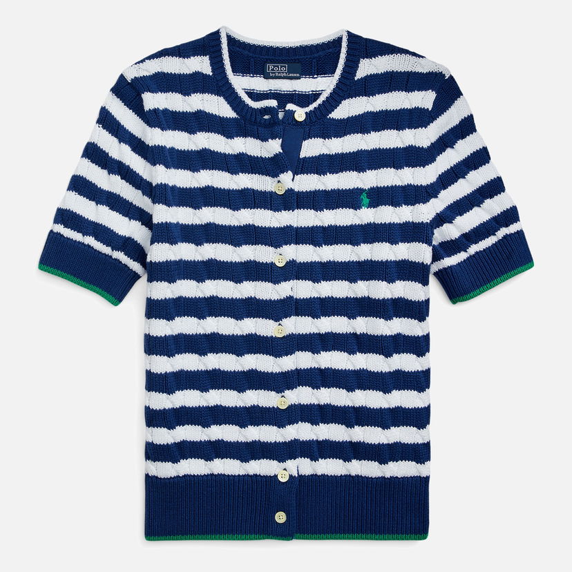 Пуловер Polo by Ralph Lauren Stripe Cotton Cable-Knit Cardigan Синьо | 211935318002