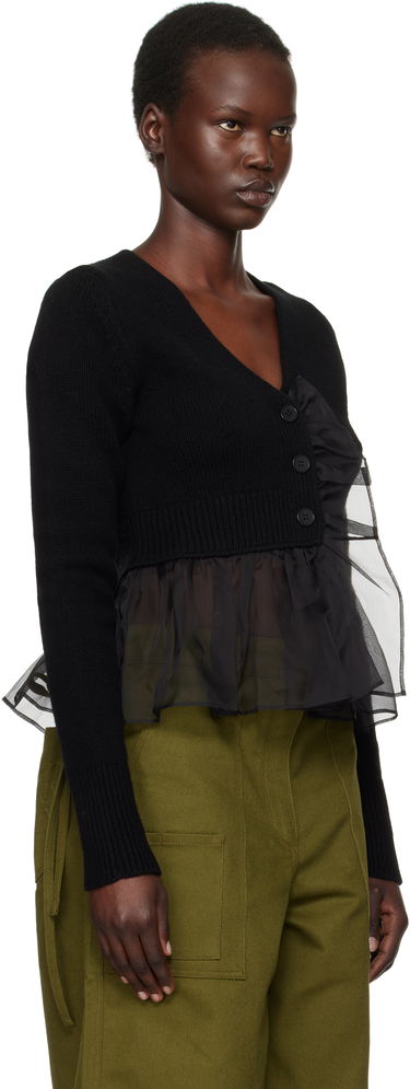 Пуловер Cecilie Bahnsen Ruffle Trim Cropped Cardigan Черно | 4.24KNI52001 PHLOX CARDIGAN, 1