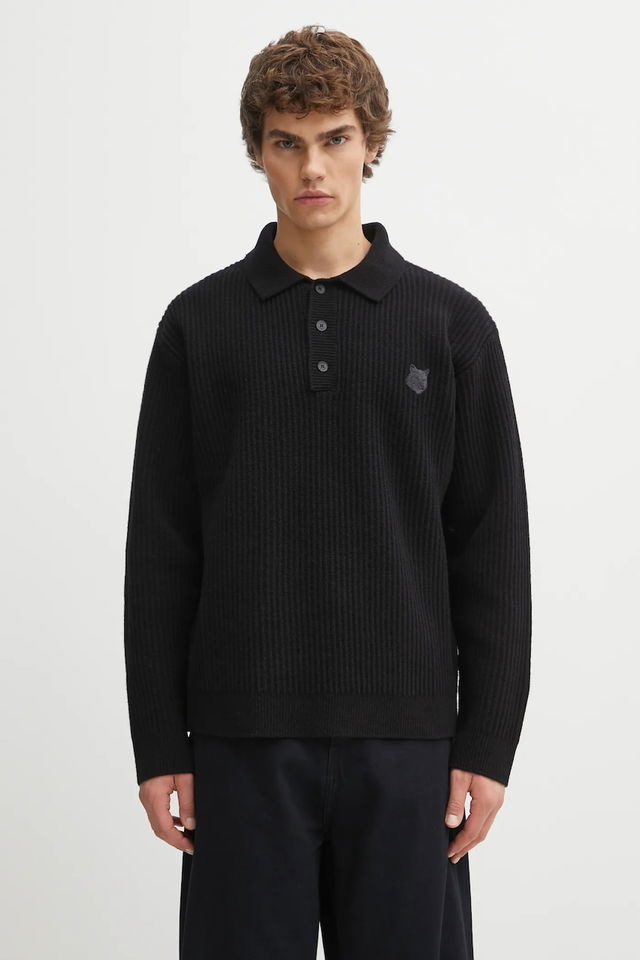 Fox Head Wool Ribbed Polo