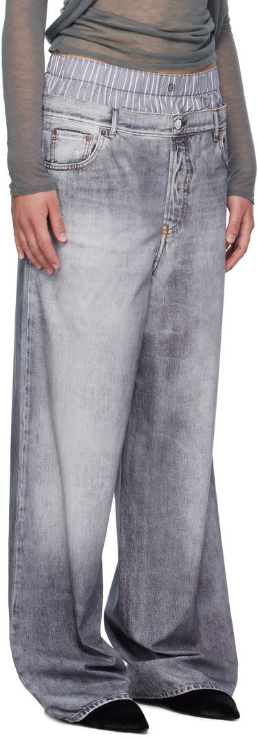 Панталони Acne Studios Acne Studios Printed Wide-Leg Trousers Синьо | AK0918-, 4
