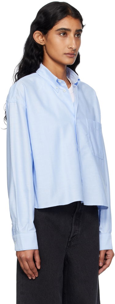 Риза A.P.C. A.P.C. Sophia Cropped Oxford Shirt Синьо | COECK-F12632, 1