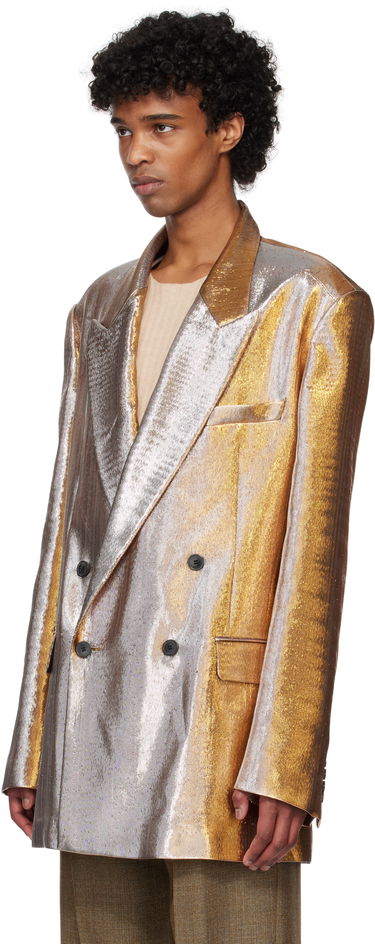Яке Dries Van Noten Dries Van Noten Metallic Double-Breasted Blazer Металик | 251-020409-1091, 3