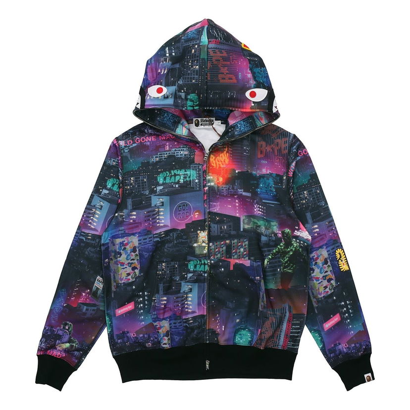 Суитчър BAPE Bathing Ape Shark Neon Tokyo Full Zip Hoodie Многоцветен | 1G30-115-020