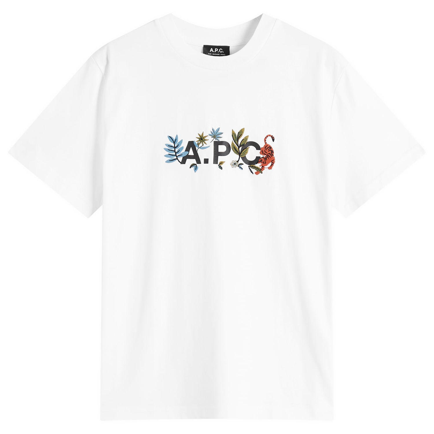 Тениска A.P.C. Men's Auguste Nature Logo T-Shirt, Size Medium Бяло | COBQX-M26497-AAB, 0