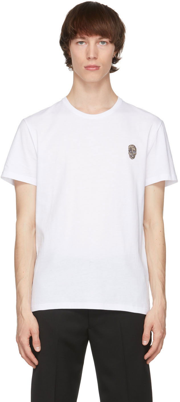 Тениска Alexander McQueen Alexander McQueen Skull Badge T-Shirt Бяло | 662486QRX04