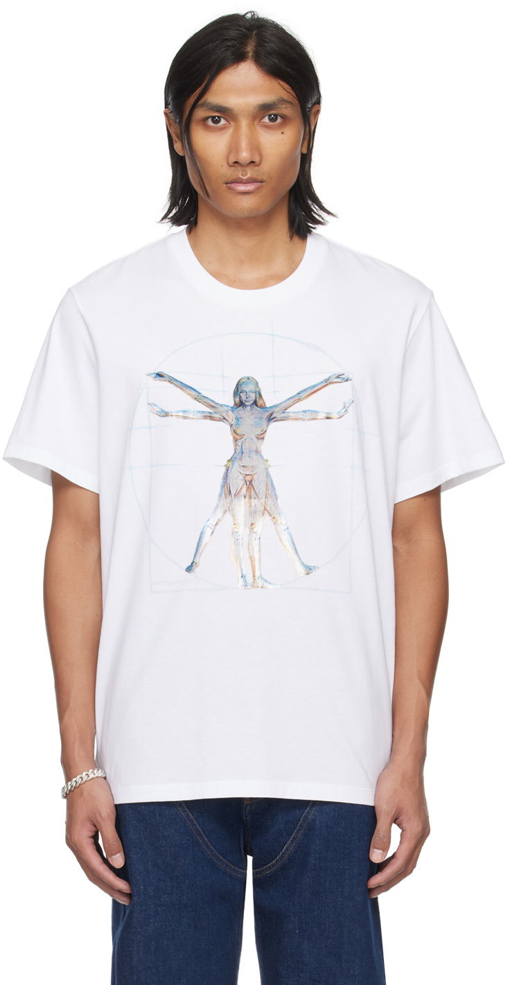 Тениска Stella McCartney Vitruvian Woman Graphic T-Shirt Бяло | 6J01583SPY84