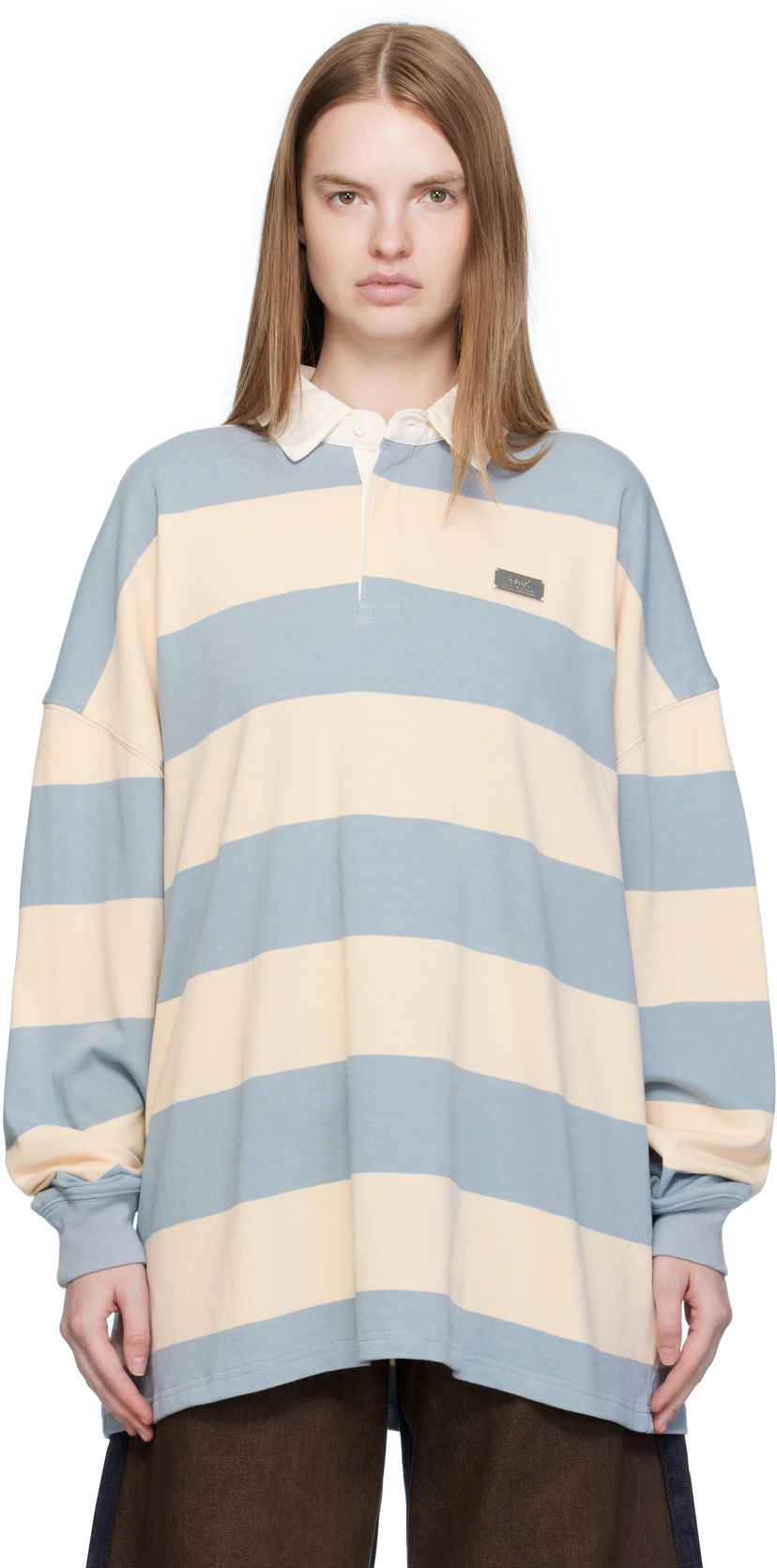 Поло тениска Ksubi Ksubi Rugged Ruby Striped Long Sleeve Polo Синьо | WFA25TE023