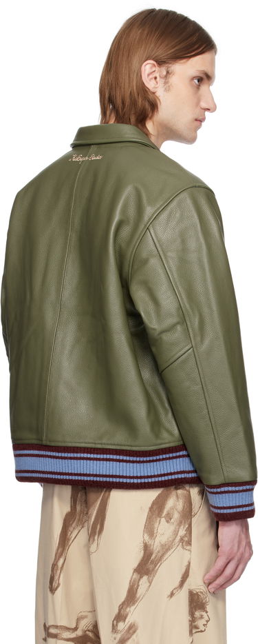 Яке бомбър KidSuper KidSuper Patchwork Face Leather Varsity Jacket Зелено | SS25-OW-05, 2
