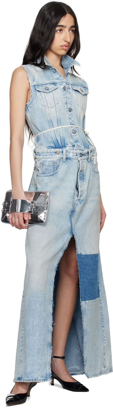 Pокля Maison Margiela MM6 Maison Margiela Paneled Denim Maxi Dress Синьо | S62DG0046 M30018, 3