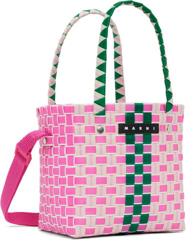Голяма пазарска чанта Marni Marni Kids Woven Basket Tote Bag Розово | M01489-M00IW, 1