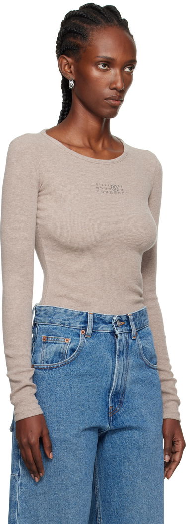 Тениска Maison Margiela MM6 Maison Margiela Wool Blend Rib Jersey Long Sleeve T-Shirt Черно | S52NH0029 M20122, 4