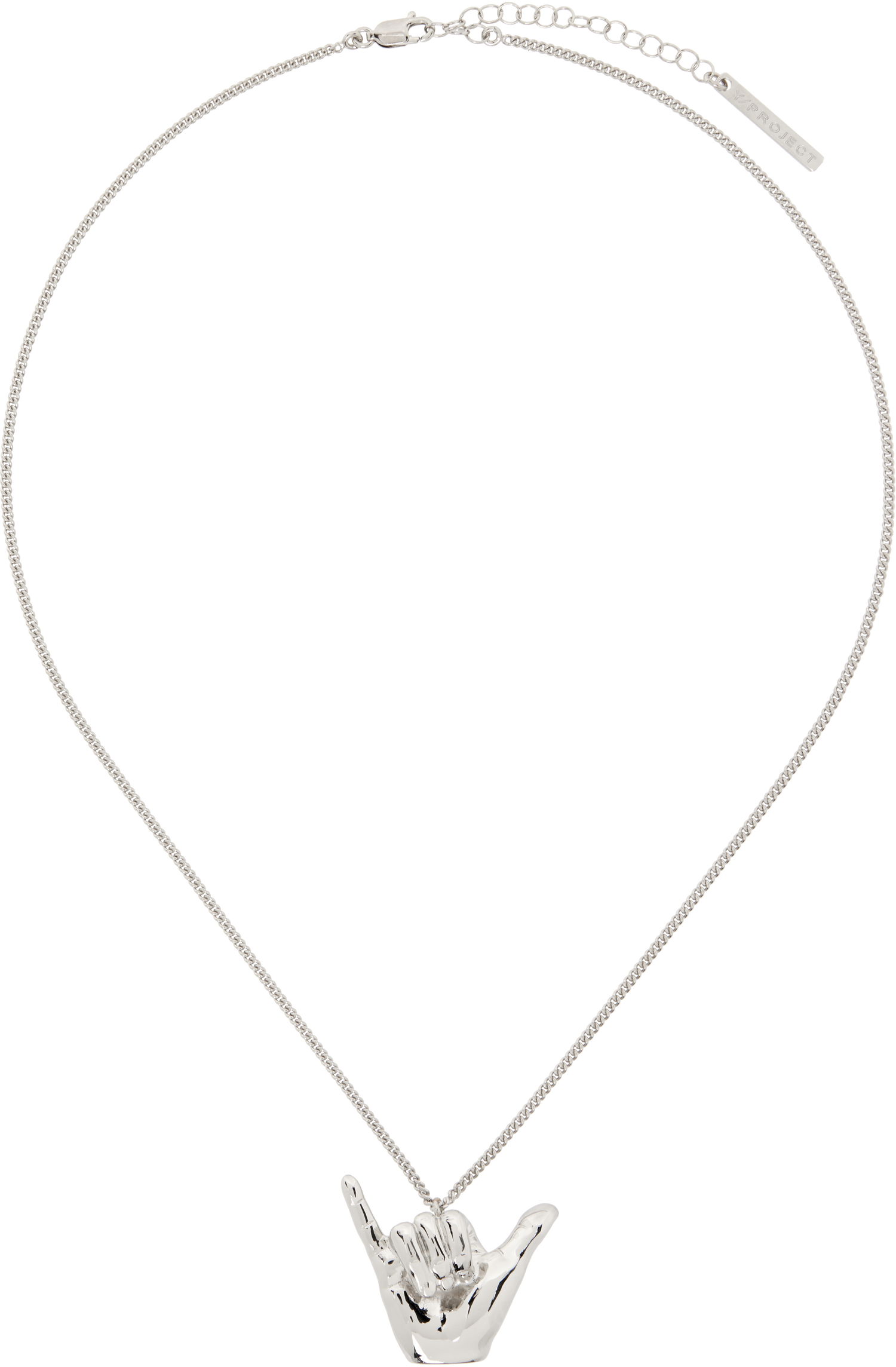 Колие Y/PROJECT Mini Shaka Pendant Necklace Сиво | 640NE024, 0