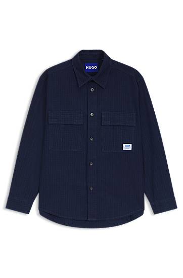 Oversized-fit denim-look structured ripstop shirt