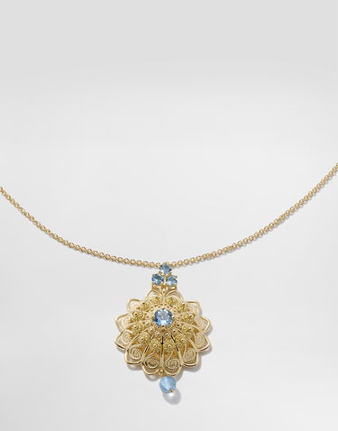 Колие Dolce & Gabbana Dolce & Gabbana Filigree 18K Yellow Gold Aquamarine Pendant Necklace Жълто | WAJP1GWAQ01ZOO00, 1